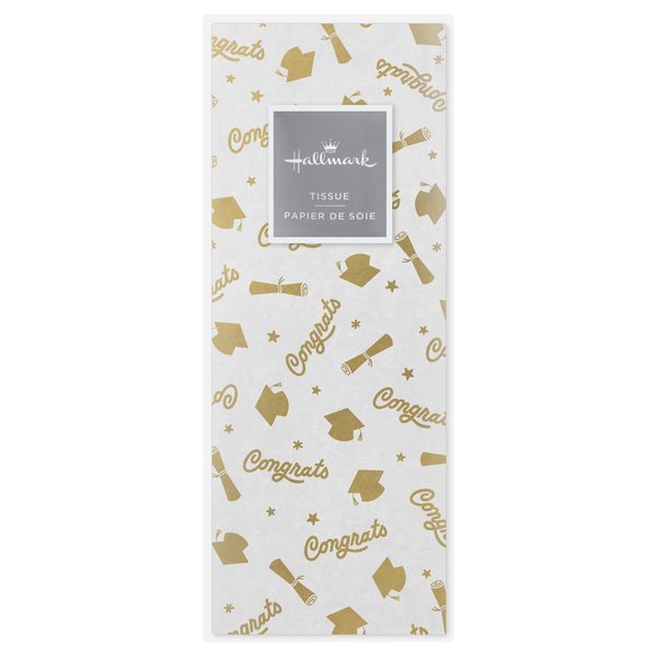 Hallmark Graduation Tissue Paper Gift Wrap Gold Congrats
