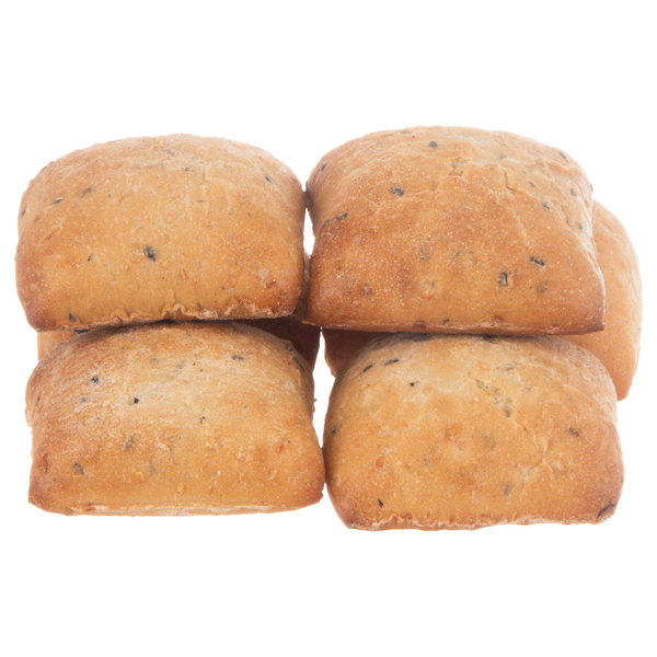 Hannaford Bakery Mini Everything Ciabatta Rolls - 6 ct