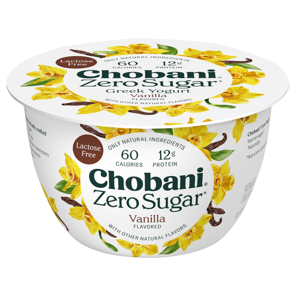Chobani Zero Sugar Non Fat Vanilla Greek Yogurt Cup
