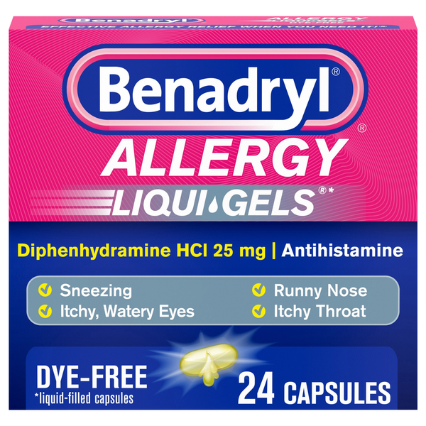 Benadryl Allergy Relief Liqui-Gels Antihistamine Dye Free Capsules