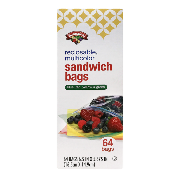 Hannaford Reclosable Sandwich Bags Multicolor