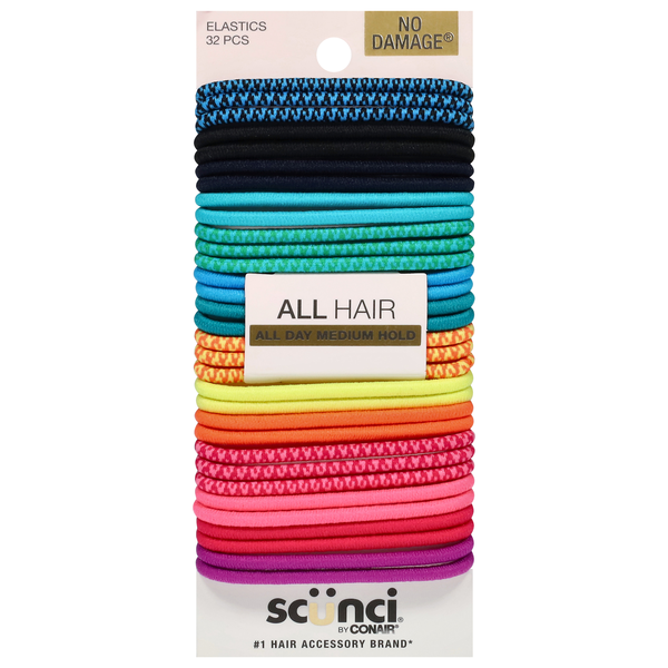 Scunci No Damage All Hair Medium Hold Elastics Assorted Colors