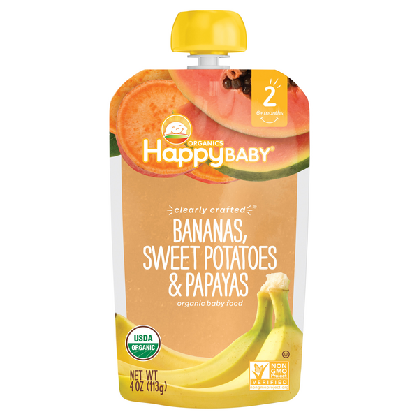 Happy Baby Organics 2 Baby Food Bananas Sweet Potatoes & Papayas
