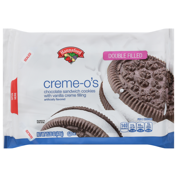 Hannaford Creme-O's Double Filled Chocolate Sandwich Cookies