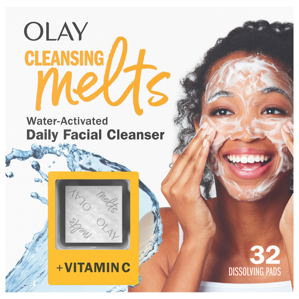 Olay Cleansing Melts + Vitamin C Face Cleanser Water-Activated Face Wash