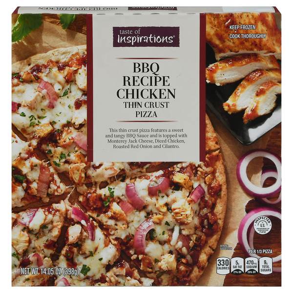 Taste of Inspirations Thin Crust BBQ Recipe Chicken Pizza Frozen