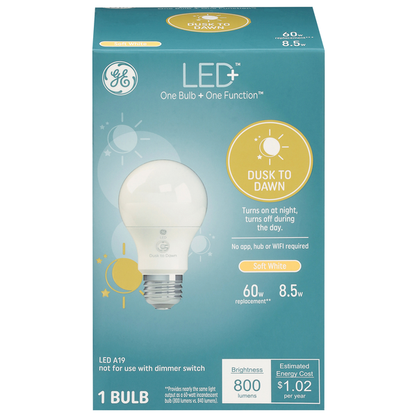 GE LED+ Dusk To Dawn Light Bulbs Soft White 60w Replacement