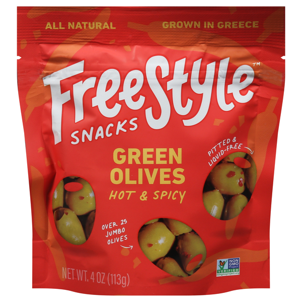 FreeStyle Snacks Hot & Spicy Pitted Green Olives