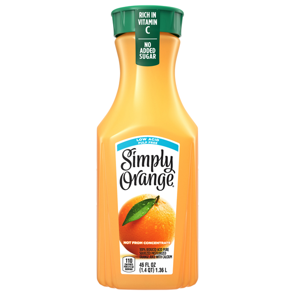 Simply Low Acid Pulp Free No Added Sugar Orange Juice