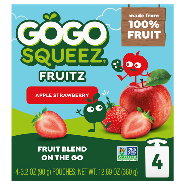 GoGo squeeZ Apple Strawberry Applesauce Pouches - 4 ct