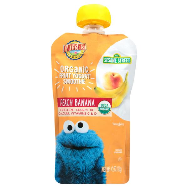 Earth's Best Organic Sesame Street Peach Banana Fruit Yogurt Smoothie