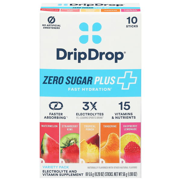 DripDrop Zero Sugar Plus Drink Mix Variety Pack - 10 ct