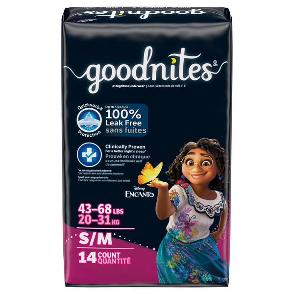 GoodNites Girls S/M Nighttime Underwear 43-68 lb