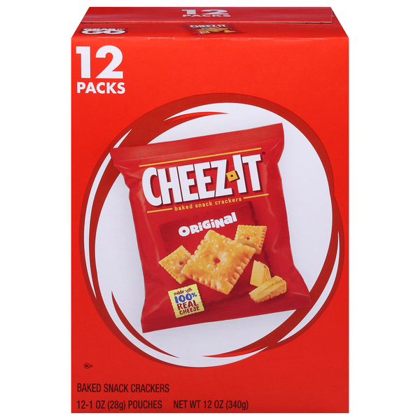 Cheez-It Original Baked Cheese Crackers Packs - 12 ct