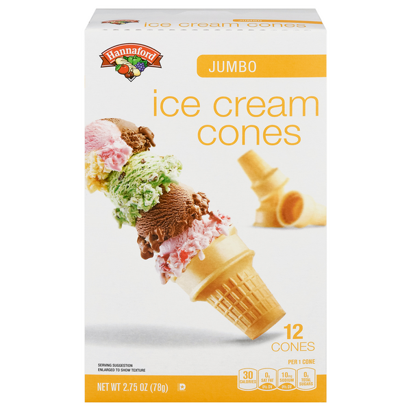 Hannaford Jumbo Ice Cream Cones - 12 ct
