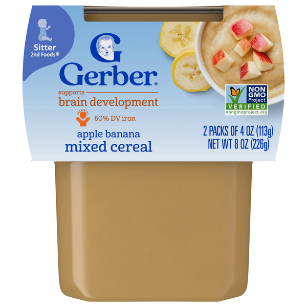 Gerber Natural 2nd Baby Food Apple Banana with Mixed Cereal - 2 ct