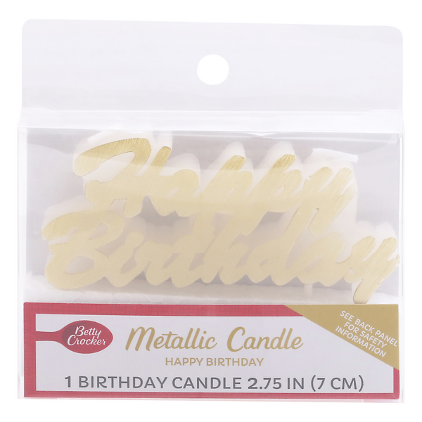 Betty Crocker Metallic Candle Happy Birthday 2.75 Inch