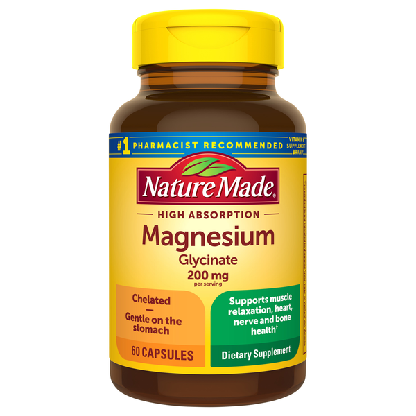 Nature Made High Absorption Magnesium Glycinate 200 mg Capsules