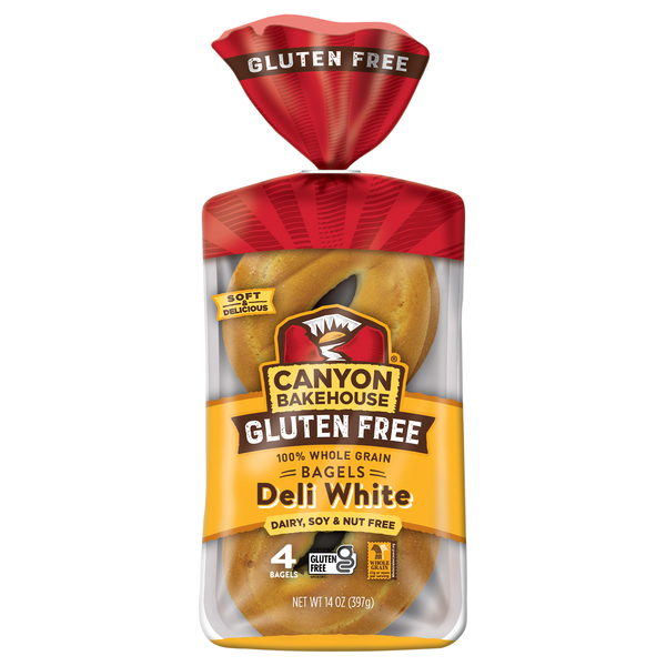 Canyon Bakehouse Gluten Free 100% Whole Grain Deli White Bagels - 4 ct