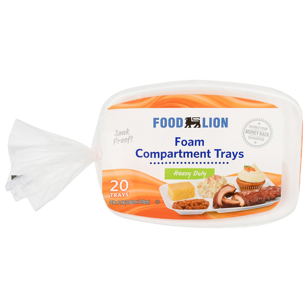 Food Lion School Lunch Foam Trays Heavy Duty 9 x 12 Inch