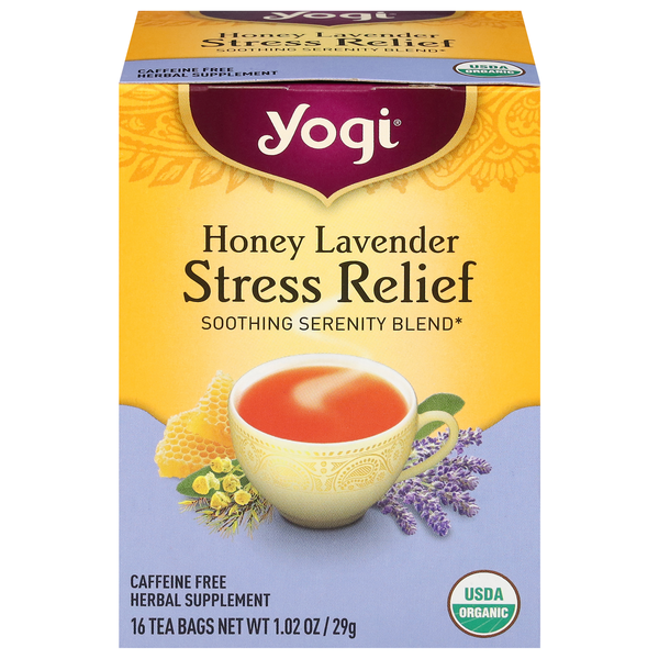 Yogi Organic Caffeine Free Stress Relief Honey Lavender Herbal Tea Bags