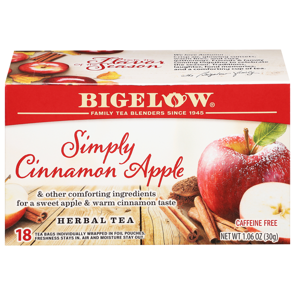 Bigelow Caffeine Free Simply Cinnamon Apple Herbal Tea Bags