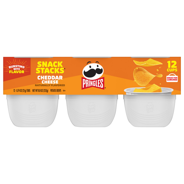 Pringles Cheddar Cheese Potato Crisps Chips Snack Stacks - 12 ct