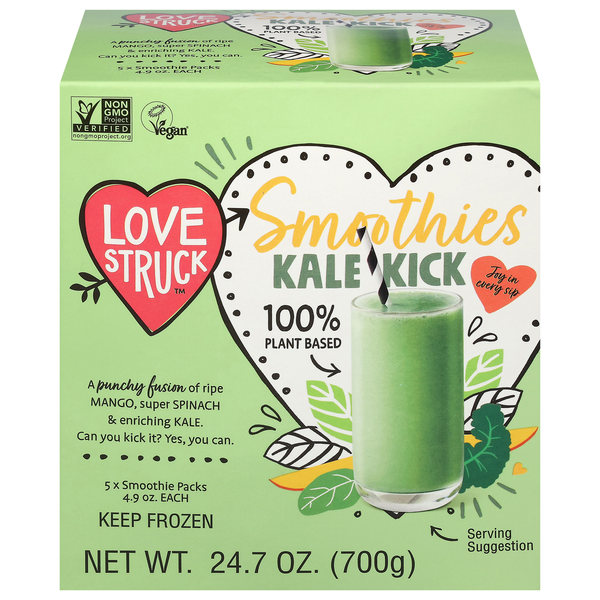 Love Struck Plant-Based Vegan Kale Kick Smoothies - 5 ct Frozen