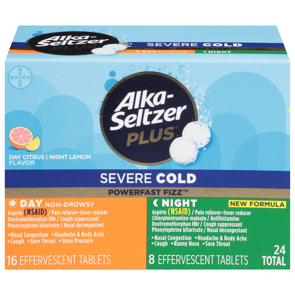 Alka-Seltzer Severe Cold Plus Day Citrus/Night Lemon Effervescent Tablets