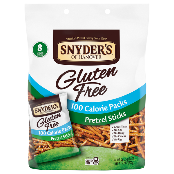 Snyder's of Hanover Gluten Free 100 Calorie Pretzel Sticks Packs - 8 ct