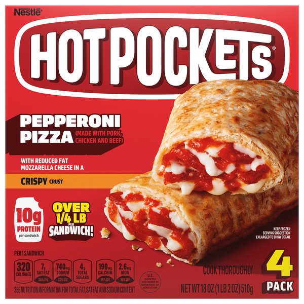 HOT POCKETS Pepperoni Pizza Crispy Crust Sandwiches - 4 ct Frozen