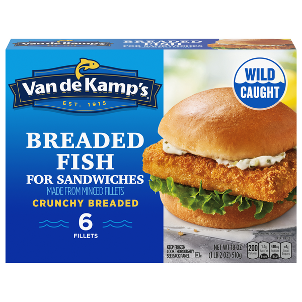 Van de Kamp's Wild Caught Breaded Fish Fillets for Sandwiches -6 ct Frozen