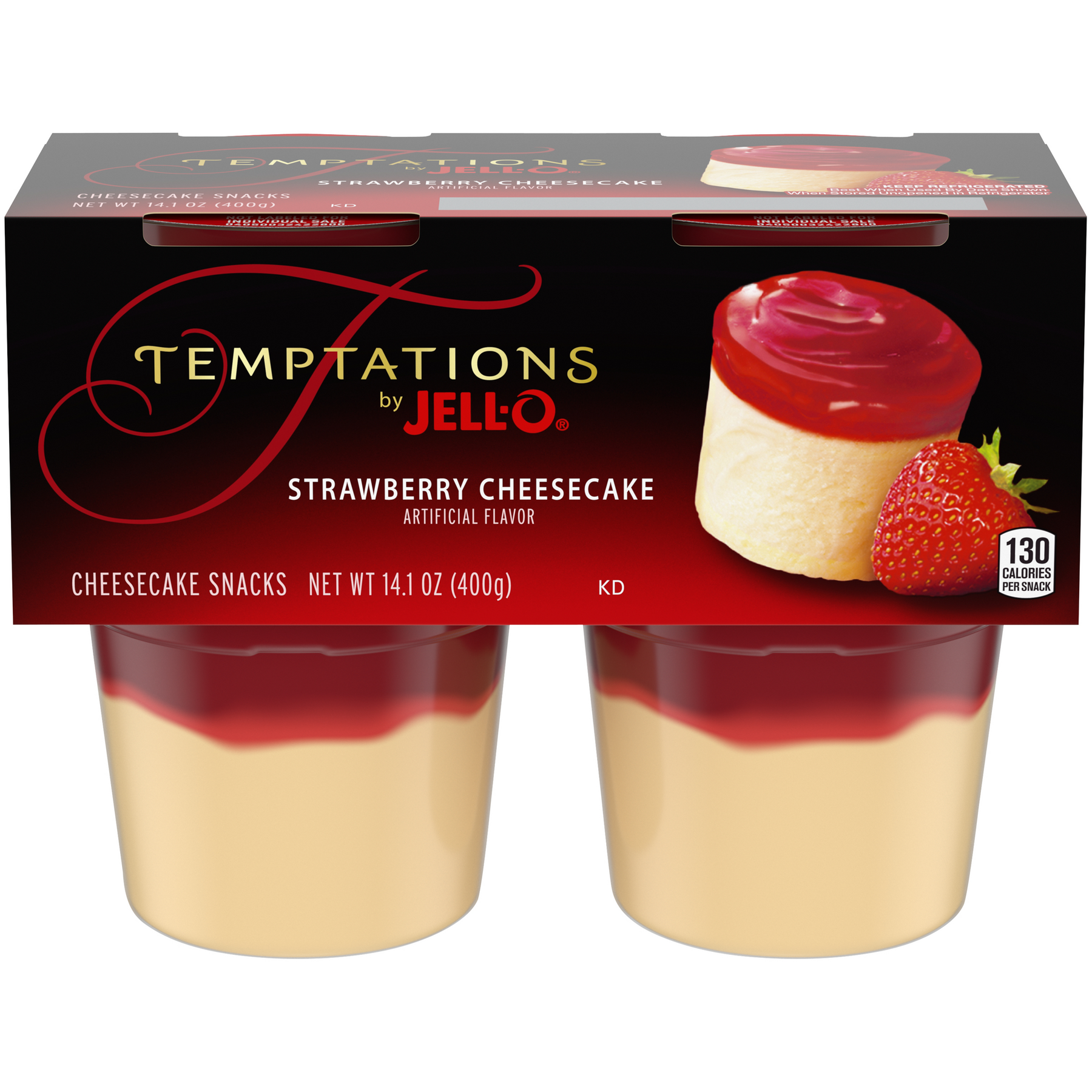 Jell-O Jell-O Temptations Cheesecake Snack Cups Strawberry Cheesecake - 4 ct