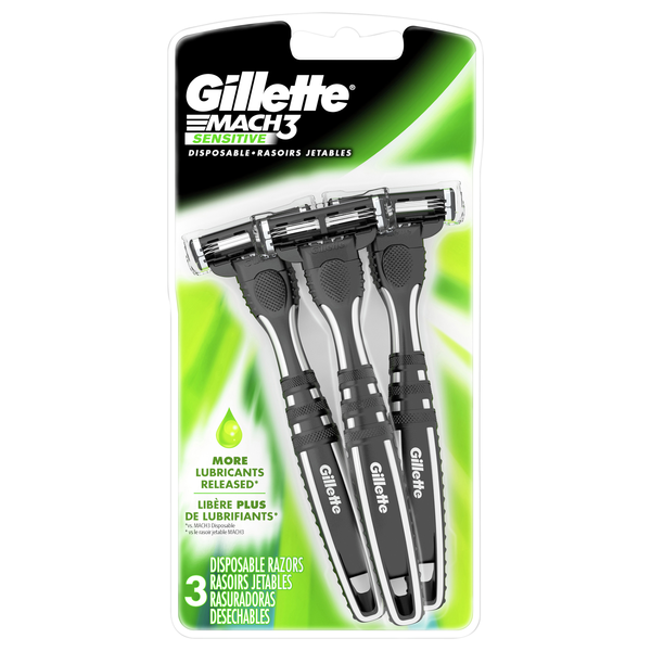 Gillette Mach3 Razors Sensitive Triple Blade Disposable