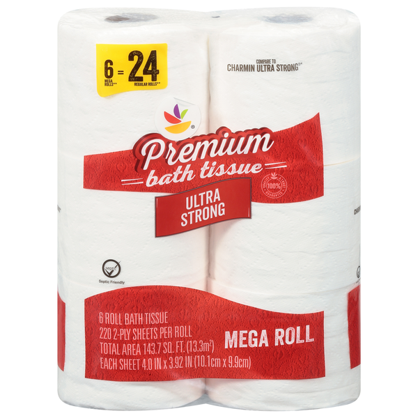 Stop & Shop Premium Ultra Strong Mega Roll 2-Ply Toilet Paper - 6 ct