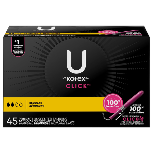 U by Kotex Click Unscented Regular Compact Tampons
