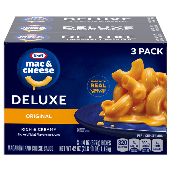 Kraft Deluxe Original Cheddar Mac & Cheese Dinner - 3 ct