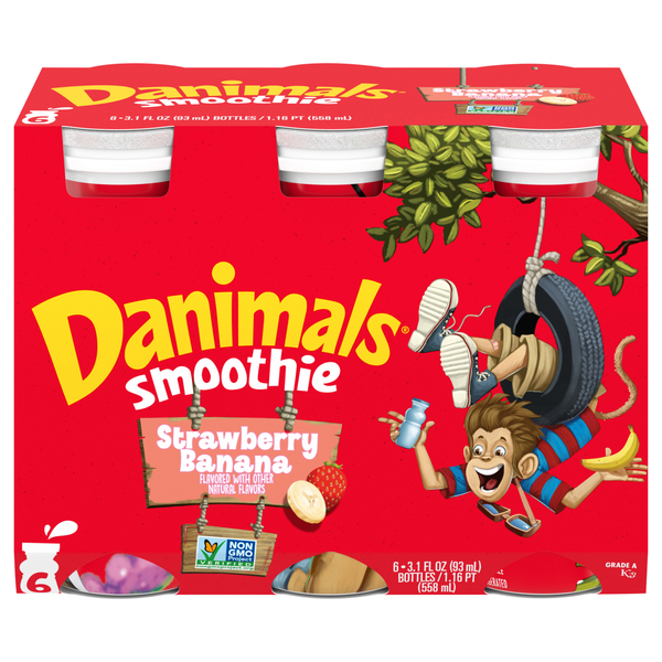 Danimals Smoothie Strawberry Banana Drink - 6 pk
