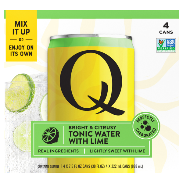 Q Bright & Citrusy Tonic Water with Lime - 4 pk