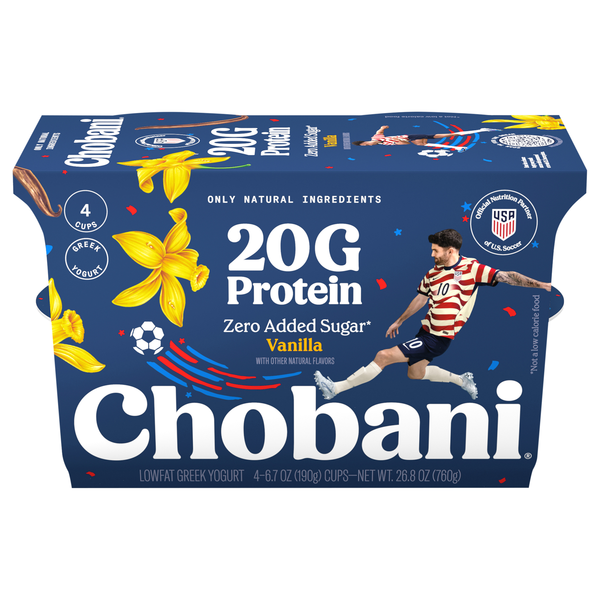 Chobani 20g Protein Lowfat Vanilla Greek Yogurt Cups - 4 ct