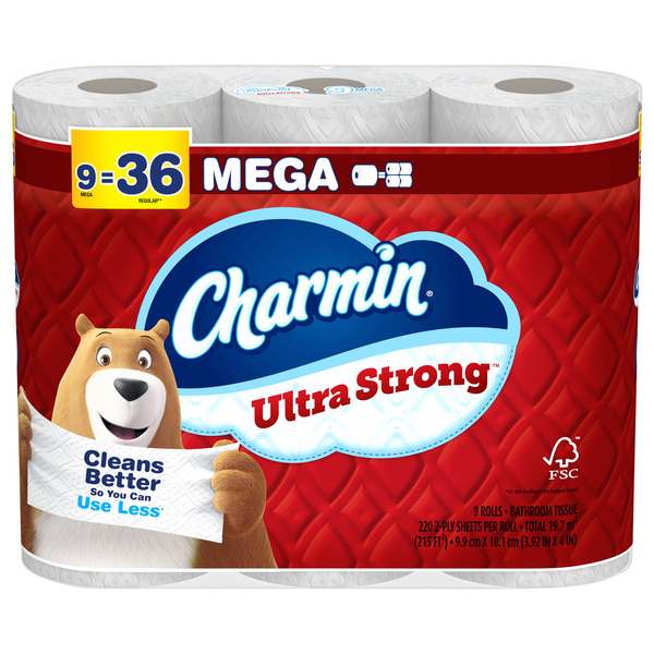 Charmin Ultra Strong Mega Roll 2-Ply Toilet Paper Unscented - 9 ct