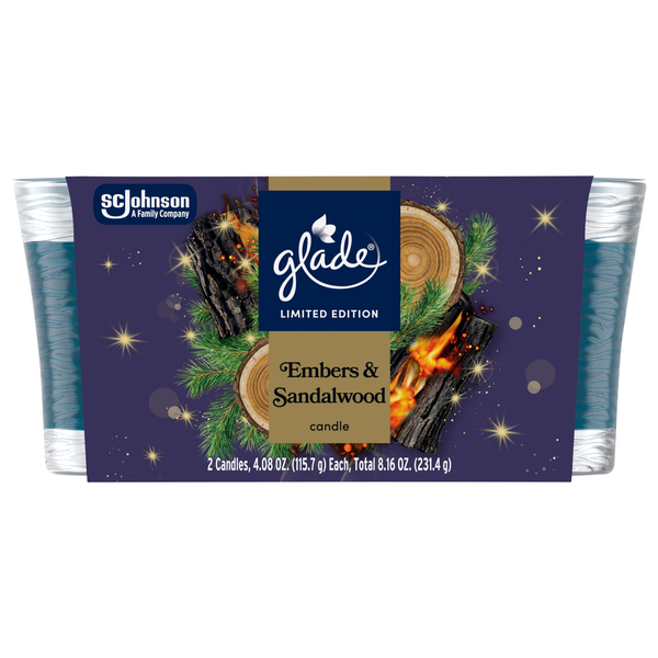 Glade Embers & Sandalwood Candles - 2 ct