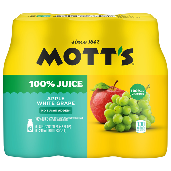 Mott's 100% Apple White Grape Juice - 6 pk