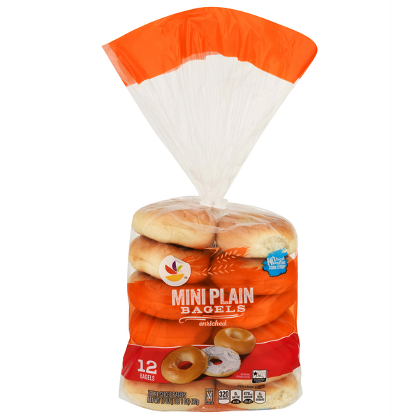 Stop & Shop Mini Plain Pre-Sliced Bagels - 12 ct