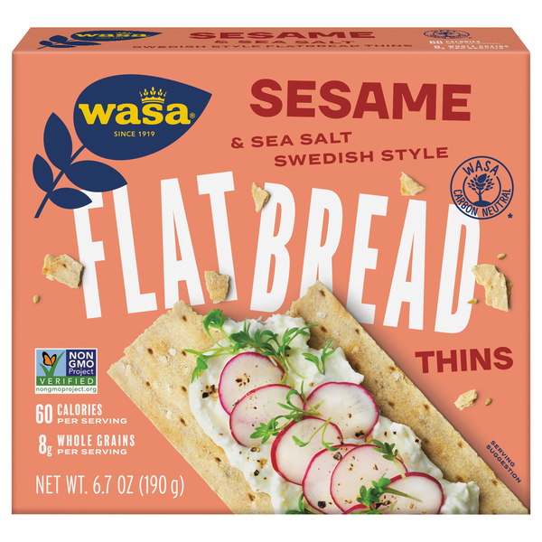 Save on Wasa Sesame & Sea Salt Swedish Style Flatbread Thin Crackers