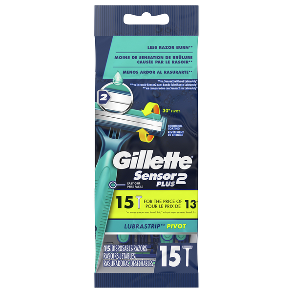 Gillette Sensor2 Plus Pivot Razors Twin Blade with Lubrastrip Disposable