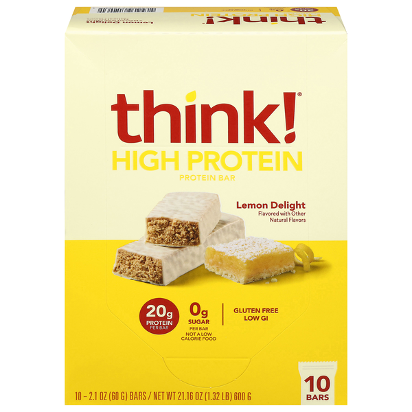 think! Gluten Free Lemon Delight 20g High Protein Bars - 10 ct