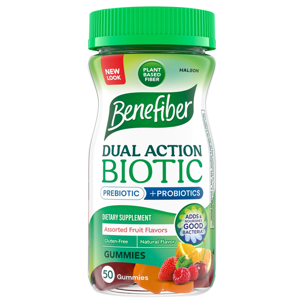 Benefiber Prebiotic Fiber + Probiotics Supplement Assorted Fruit Gummies