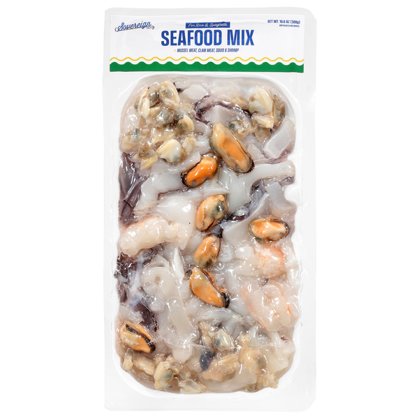 Sovereign Seas Mussel Meat Clam Meat Squid & Shrimp Seafood Mix Frozen