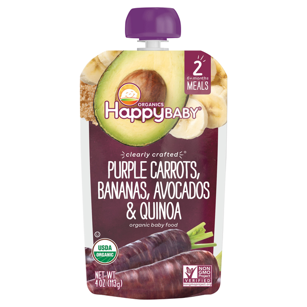 Happy Baby Organics 2 Baby Food Purple Carrots Bananas Avocados & Quinoa